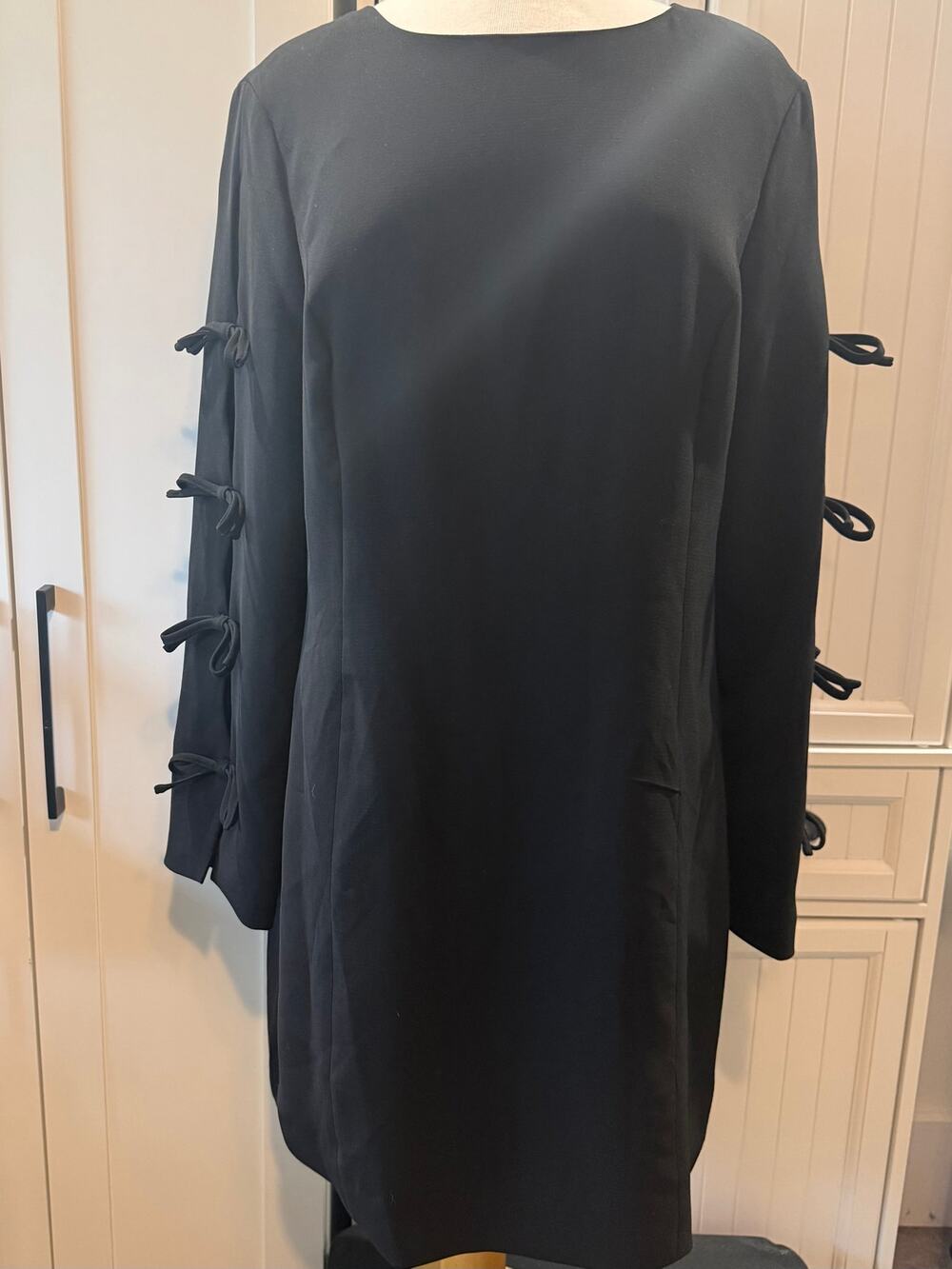 Cece bow long sleeve black sheath dress 16 NWT